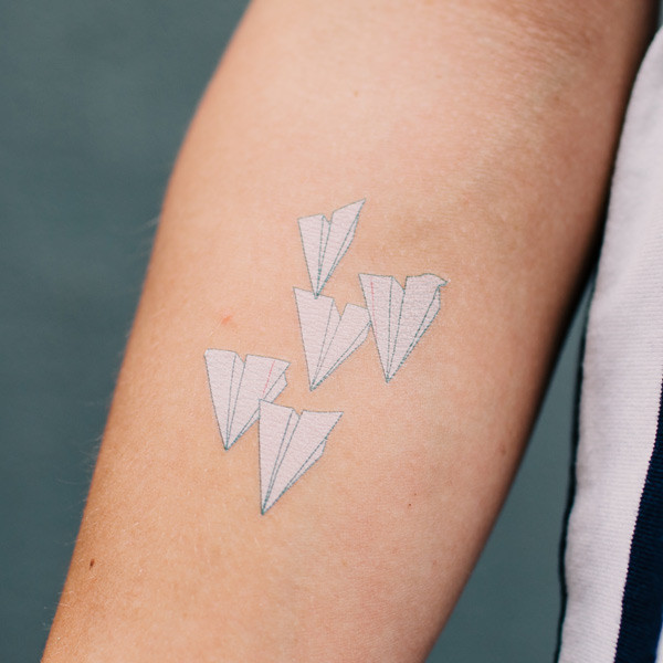 Five Paper Airplane Tattoo Design For Forearm