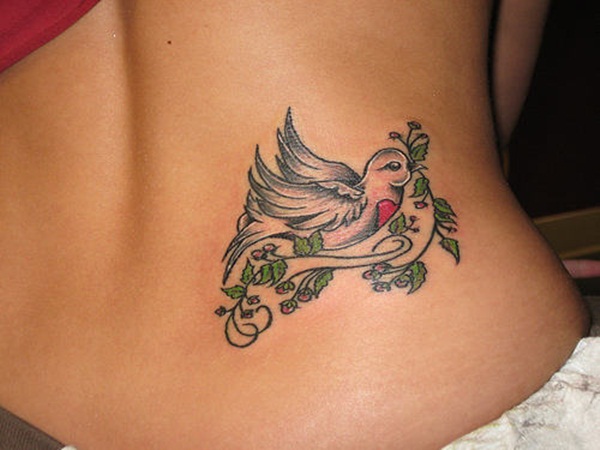 Flying Bird Tattoo On Waist