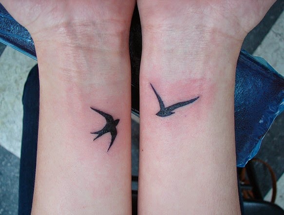 Flying Black Birds Tattoos On Wrist For Girls