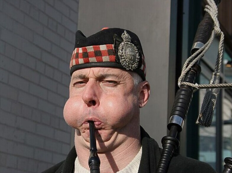 Funny Bagpipe Playing Musicians Picture