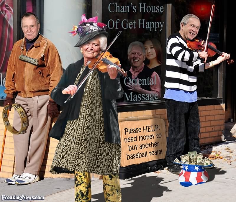 Funny Bush Family Street Musicians Photoshop Image