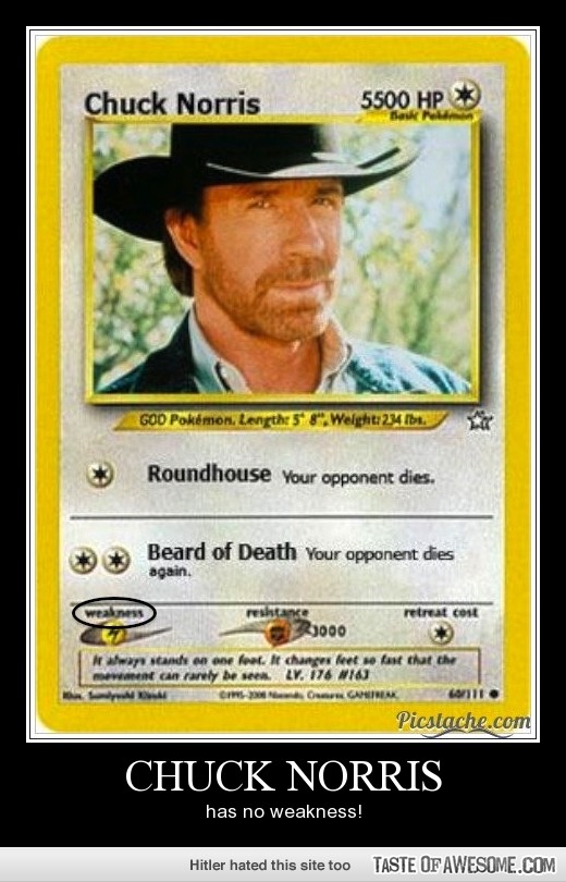 Funny Chuck Norris Has No Weakness Image