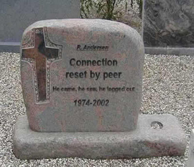 Funny Connection Reset By Peer Tombstone Picture