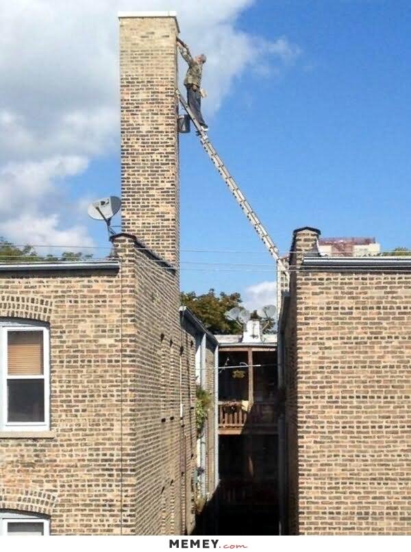 Funny Dangerous Chimney Cleaning Man Picture