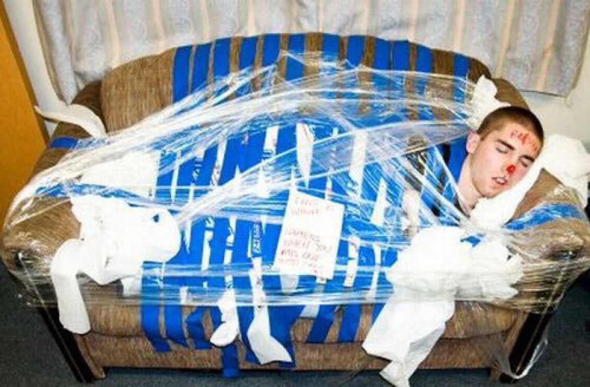 Funny Dangerous Wrapped Boy Sleeping Image