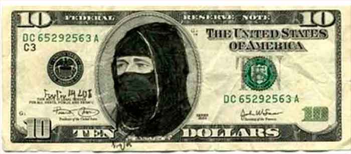 Funny Drawing On Ten Dollars Picture