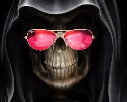 Funny Gothic Skull Wearing Sunglasses