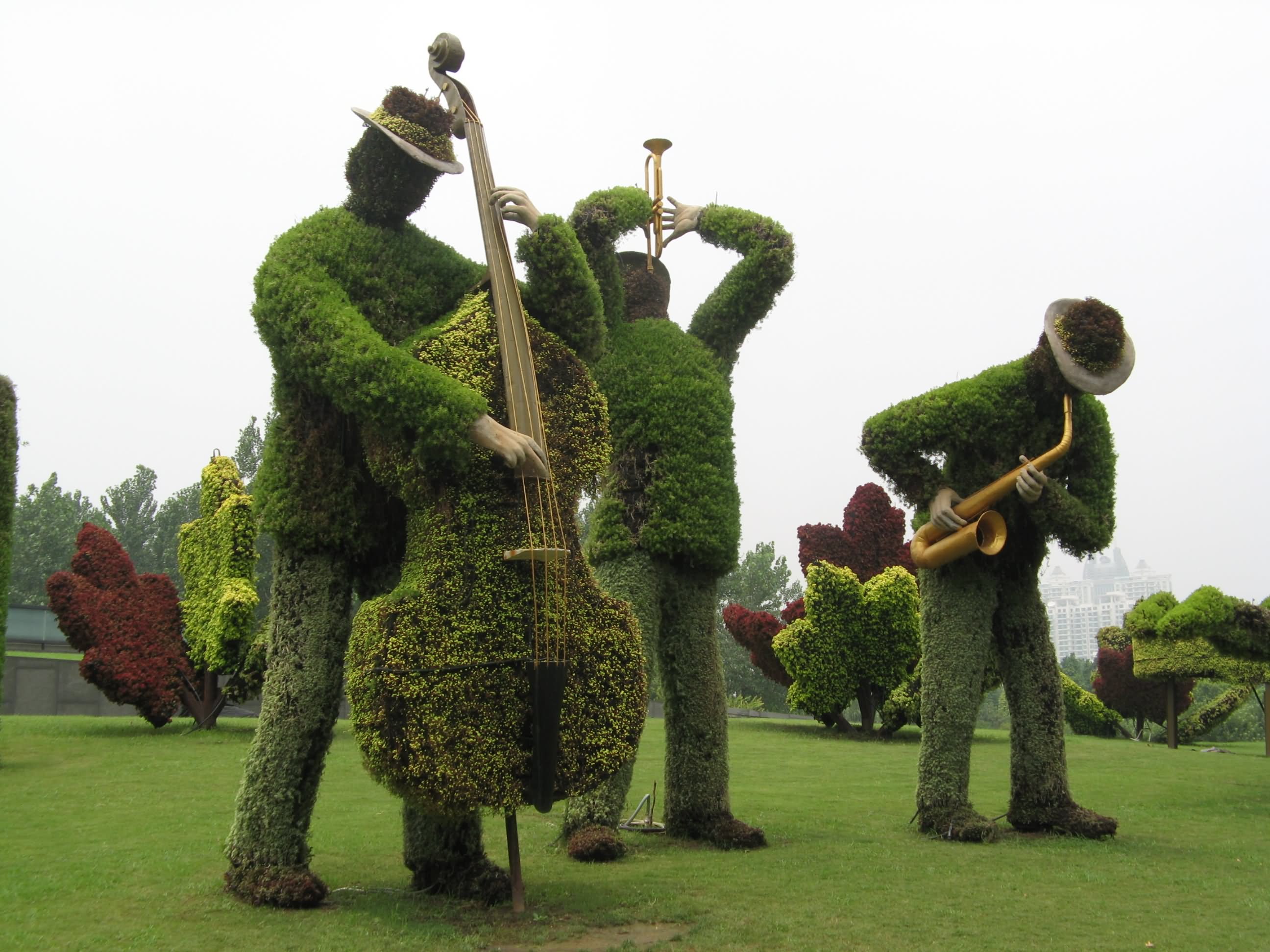 Funny Green Garden Musicians Image
