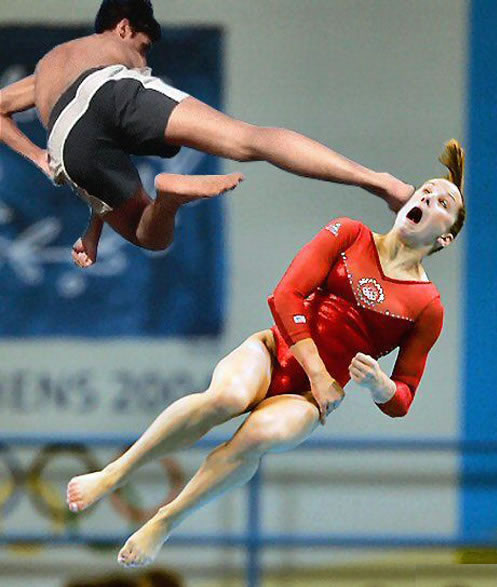 Funny Gymnastic Kicking Picture