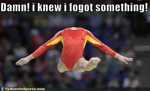 Funny Headless Gymnastic Jump Image