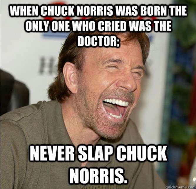 Funny Never Slap Chuck Norris Meme Image