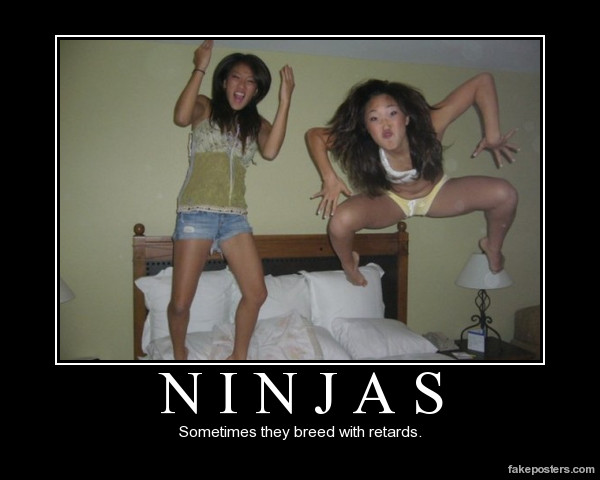 Funny Ninja Girls Jumping Image