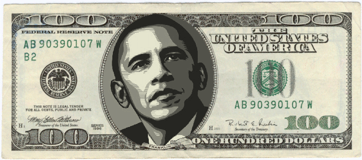 Funny Obama On 100 Dollars Picture