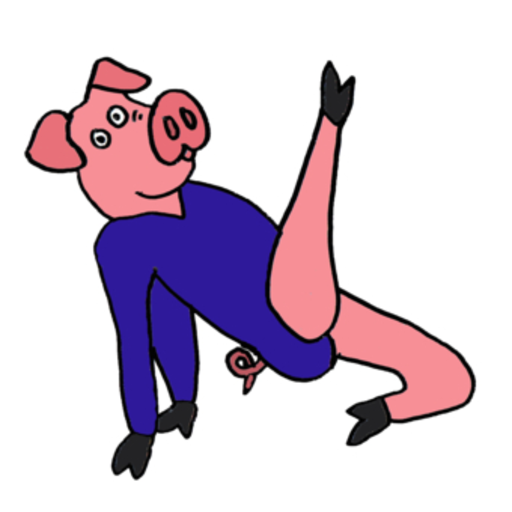 Funny Pig Cartoon Doing Gymnastic