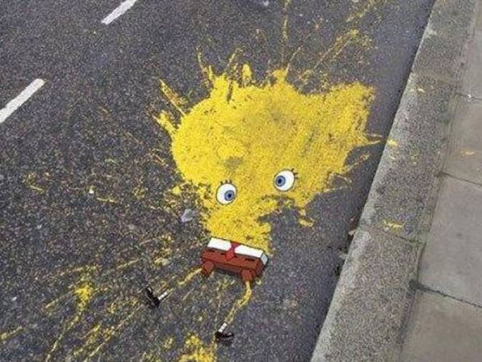 Funny Spongebob Road Kill Picture