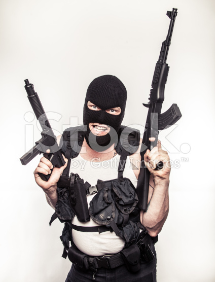 Funny Terrorist With Machine Guns