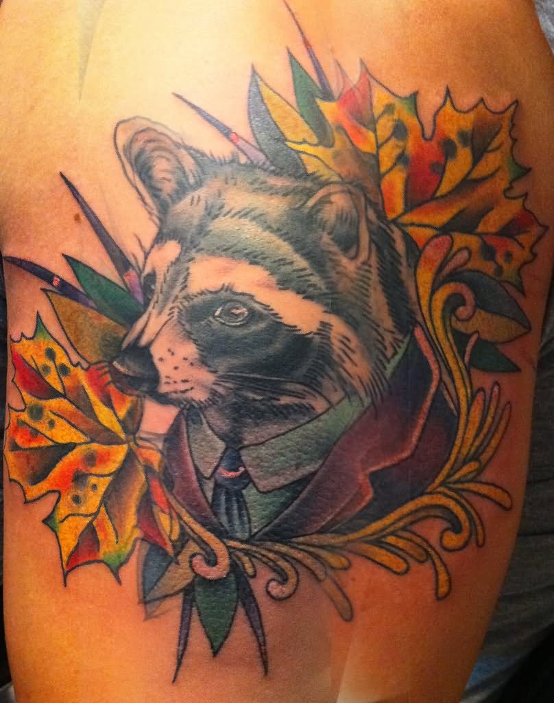 Gentleman Raccoon Tattoo by Speck Osterhout