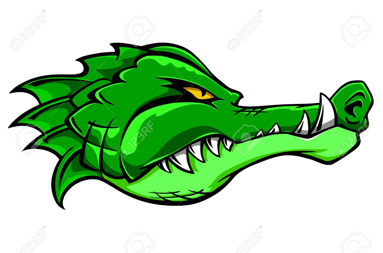 Green Ink Alligator Head Tattoo Design