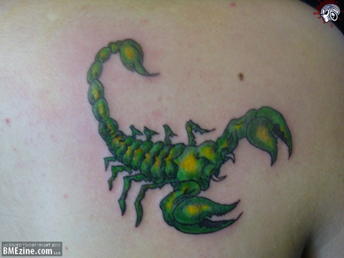 Green Ink Scorpion Tattoo Design