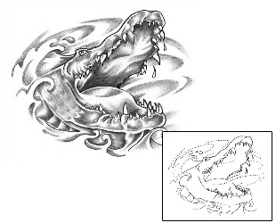 Grey Ink Alligator Head Tattoo Design