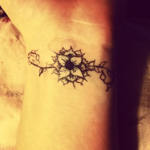Henna Flower Wrist Tattoos For Girls