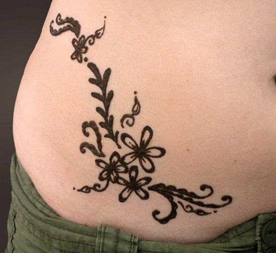 Henna Waist Tattoo For Girls