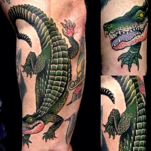 Impressive Alligator Tattoo Design For Arm