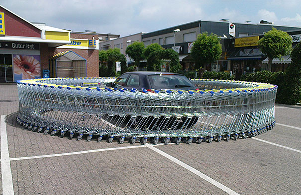 Infinite Loop Of Shopping Carts Around The Car April Fools Day Prank