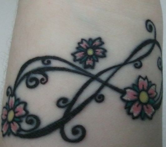 Infinity Flowers Tattoos on Wrist
