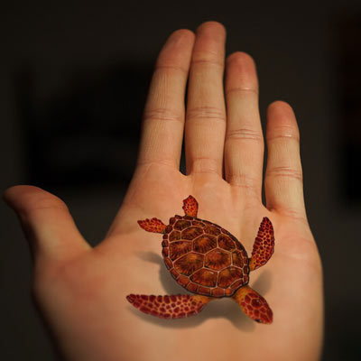 Inspiring 3D Turtle Tattoo On Hand Palm