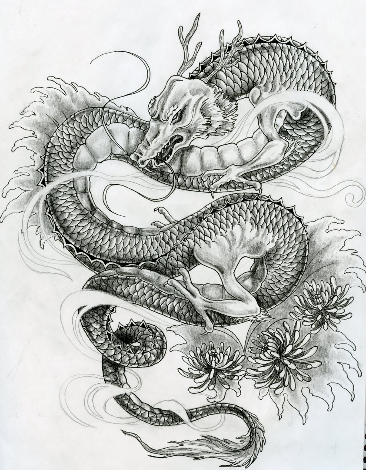 Japanese 3D Dragon Tattoo Design
