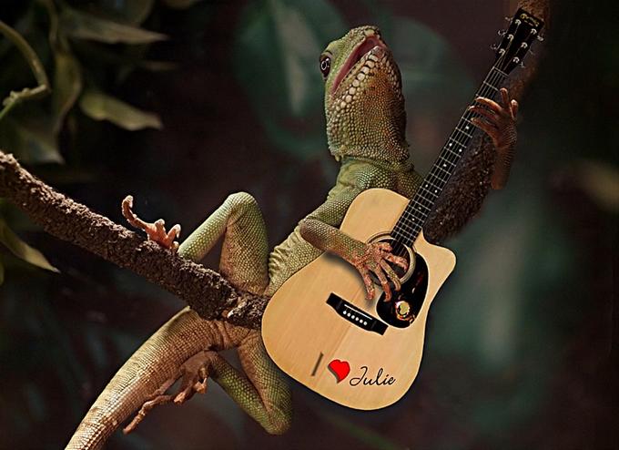 Lizard Playing Guitar Funny Musicians Image