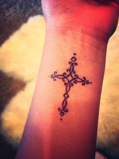Nice Cross Tattoo Design For Wrist