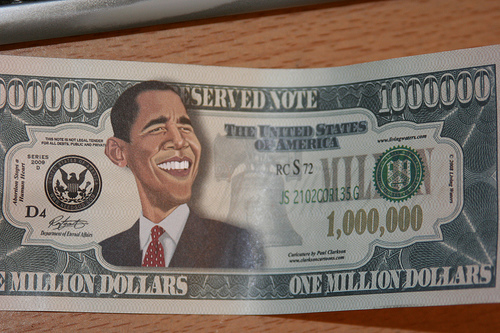 Obama Caricatures Face On One Million Dollars Funny Money Picture