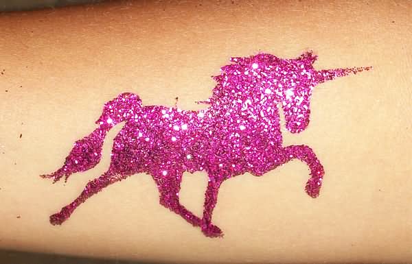 Pink Airbrush Unicorn Tattoo Design For Arm