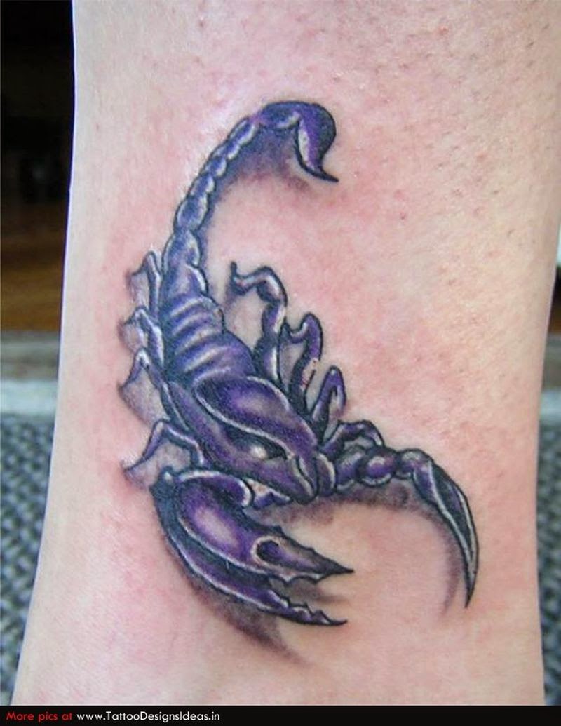 Purple And Black Scorpion Tattoo Design