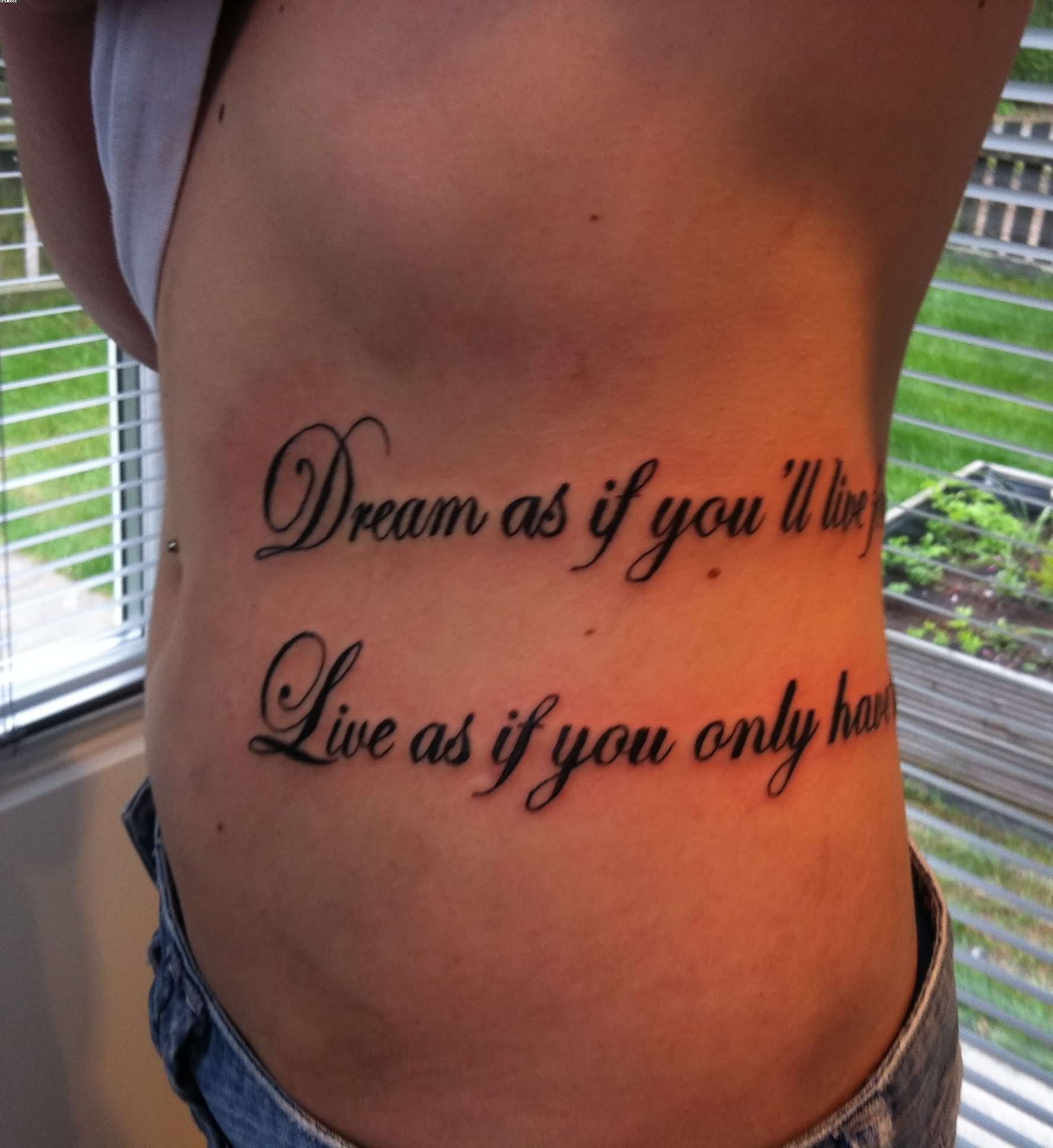 Quote Tattoo On Waist For Men