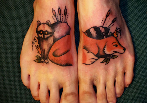 Raccoon Tattoos On Feet