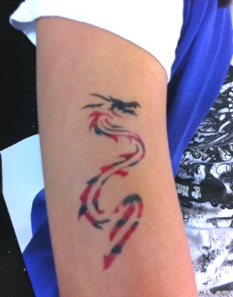 Red And Black Airbrush Dragon Tattoo Design For Half Sleeve