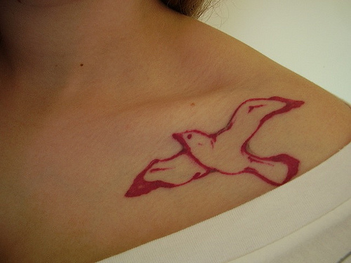 Red Outline Albatross Tattoo Design