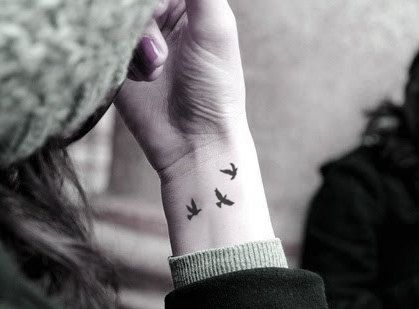 Right Wrist Flying Birds Tattoos