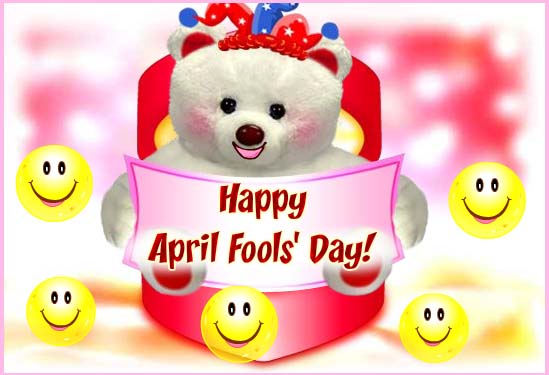 Teddy Bear With Happy April Fools Day Ecard