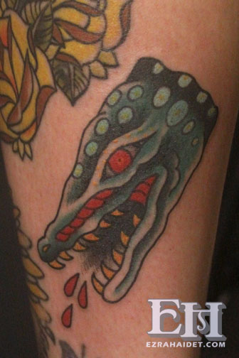 Traditional Alligator Head Tattoo Design For Arm