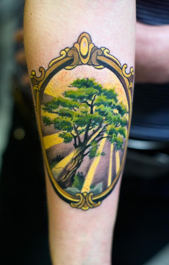 Tree In Frame Tattoo Design For Forearm By Luis Orellana