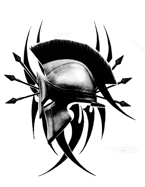 Tribal Spartan Helmet Tattoo Design