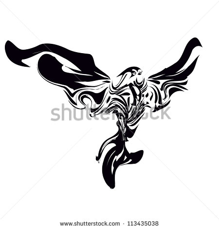 Unique Black Flying Parrot Tattoo Stencil