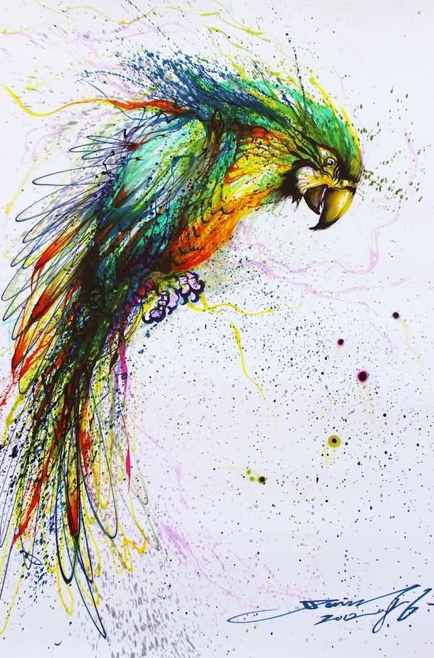 Unique Colorful Parrot Tattoo Design