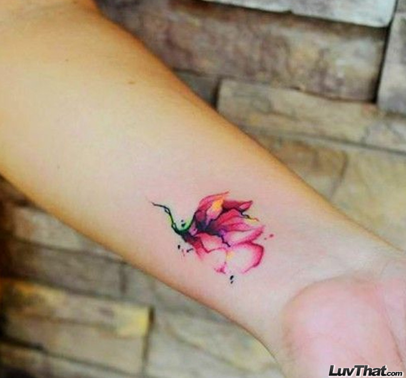 Watercolor Wrist Flower Tattoo