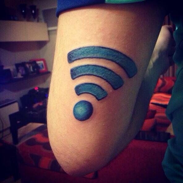 Wifi Symbol Tattoo On Left Half Sleeve
