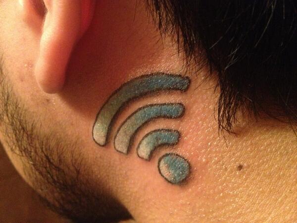 Wifi Symbol Tattoo On Man Behind The Ear